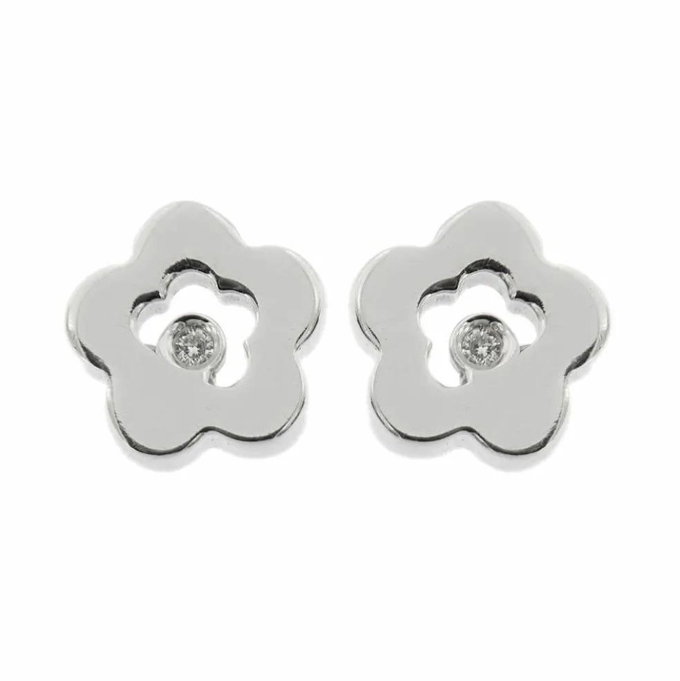 Boucles d'oreilles fleurs avec diamants