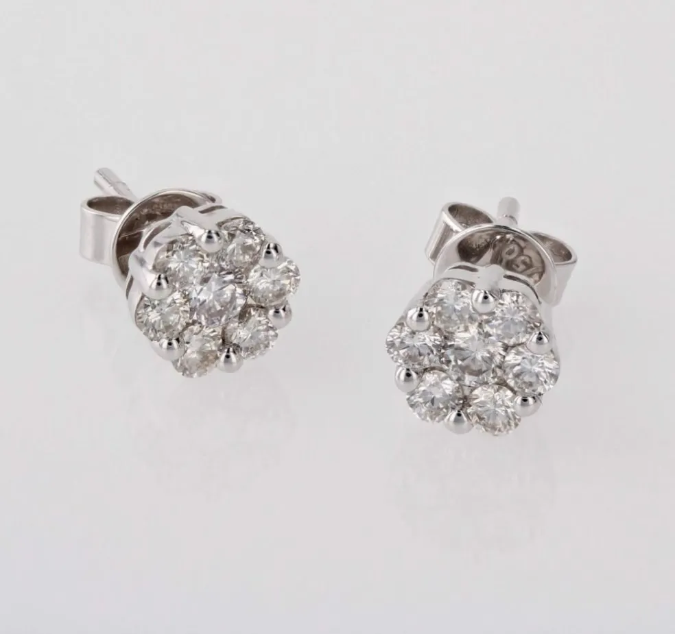Boucles d'oreilles fleurs de diamants