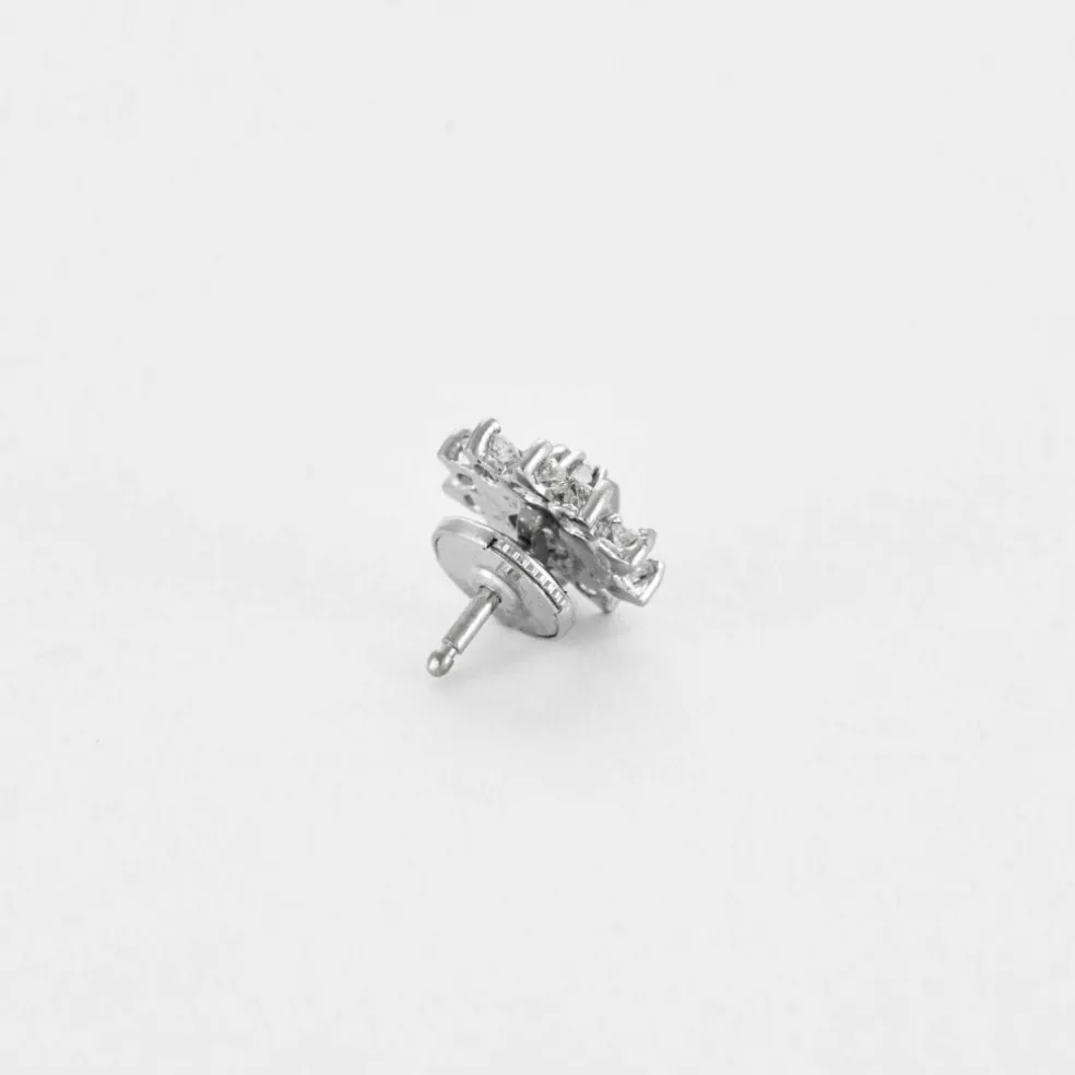 Boucles d'oreilles fleurs or blanc et diamants