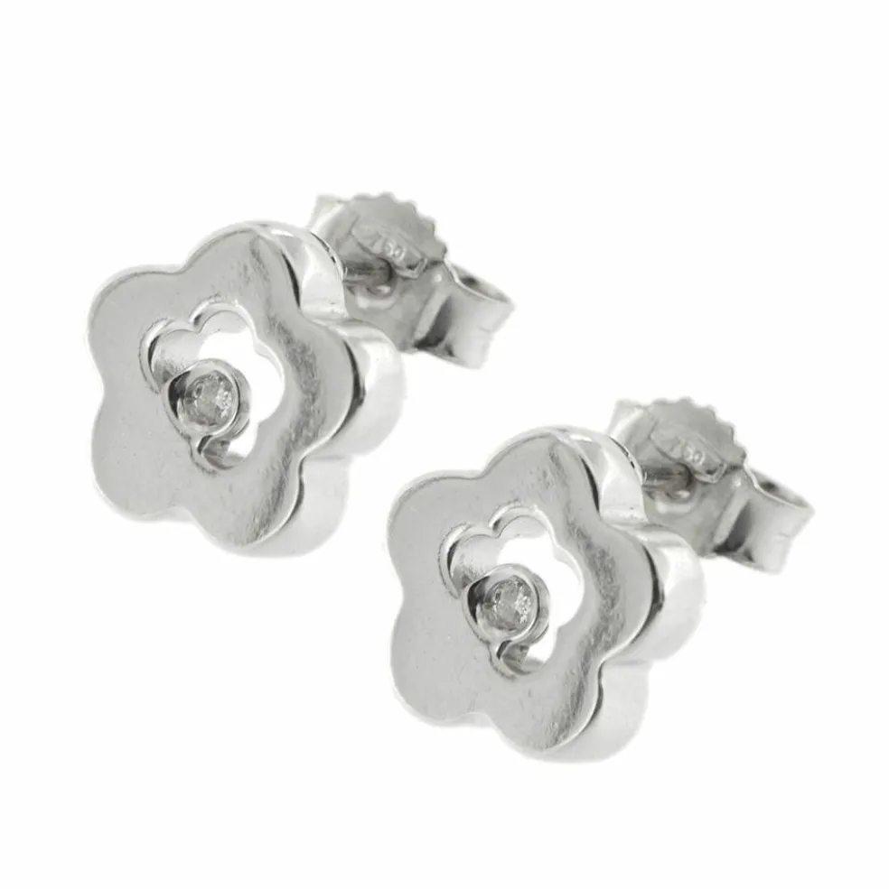 Boucles d'oreilles fleurs avec diamants