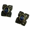 Boucles d'oreilles florales en saphir et diamant
