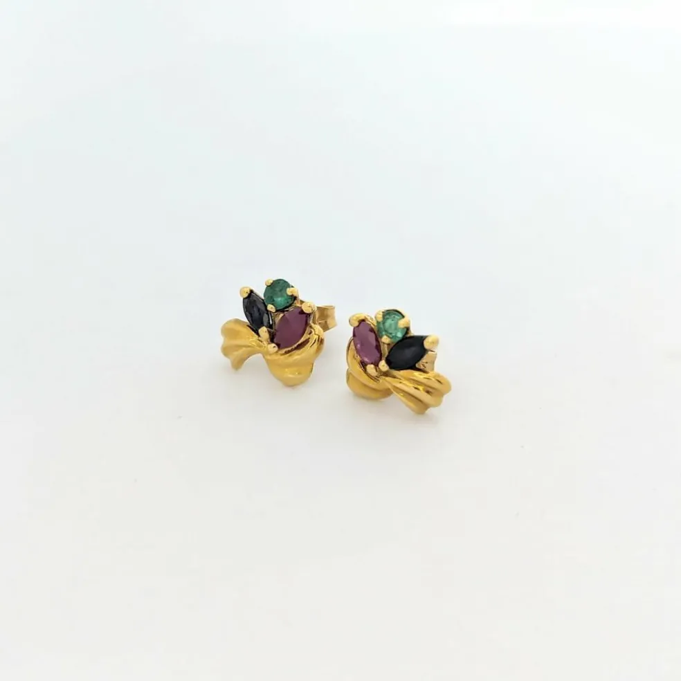 Boucles d'oreilles Florales or jaune