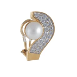 Boucles d'oreilles forme S Perles Diamants