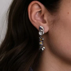 Boucles d'oreilles glycine Saphirs bleus et jaunes, Pierres de lune