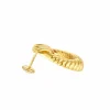 Boucles d'oreilles godron en or jaune et diamants.