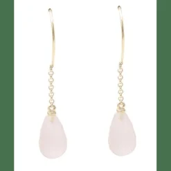 Boucles d’Oreilles Gouttes Quartz Rose