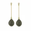 Boucles d’Oreilles Gouttes pavées Saphirs Diamants Or 18 Carats
