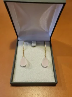 Boucles d’Oreilles Gouttes Quartz Rose