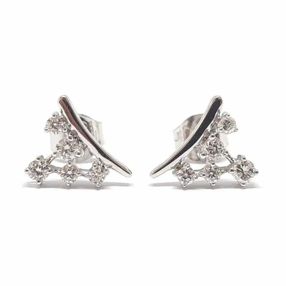 Boucles d'oreilles grappe diamants or blanc
