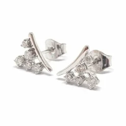 Boucles d'oreilles grappe diamants or blanc