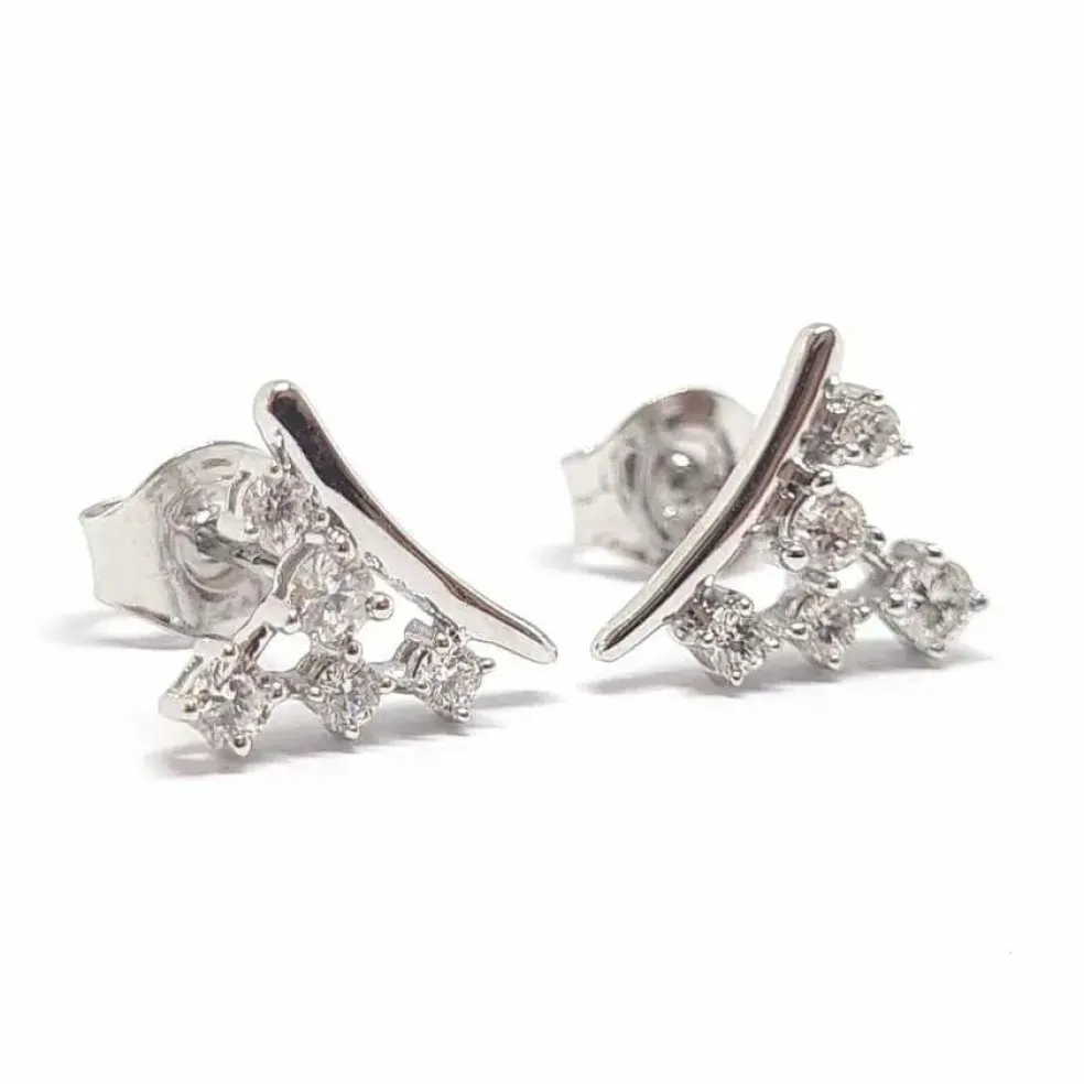 Boucles d'oreilles grappe diamants or blanc