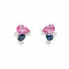 Boucles d'oreilles grappes saphir rose bleu diamant or blanc