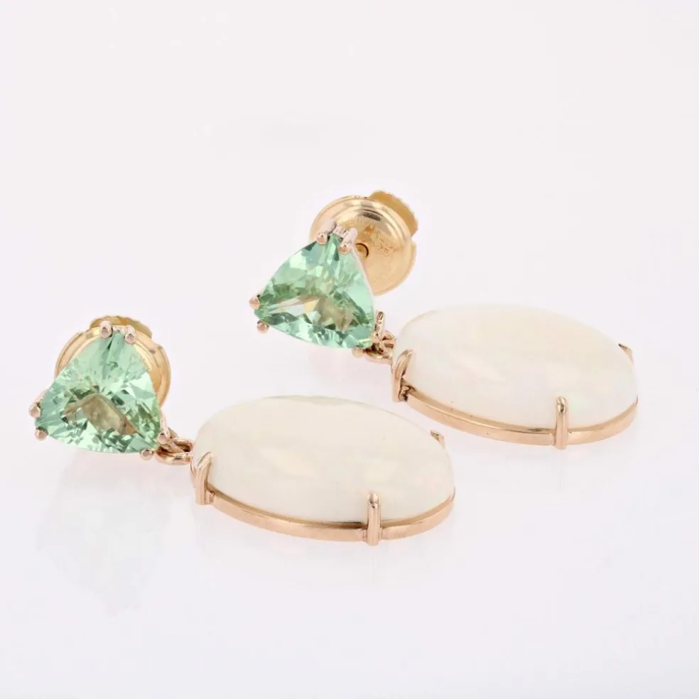 Boucles d'oreilles grenats mint et opales australiennes