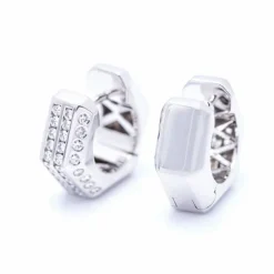 Boucles d'oreilles HEXAGON en or blanc et diamants