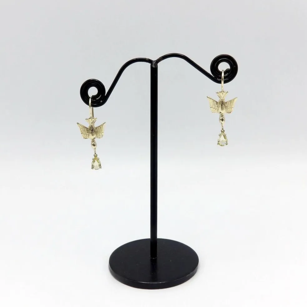 Boucles d'oreilles hirondelle en or avec saphirs jaunes