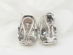 Boucles d'oreilles importantes en or blanc et pavage de diamants