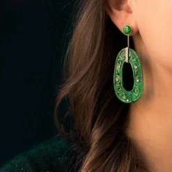Boucles d'oreilles jade et diamants