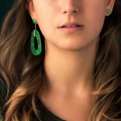 Boucles d'oreilles jade et diamants