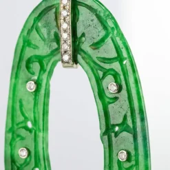 Boucles d'oreilles jade et diamants