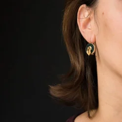 Boucles d'oreilles jaspes sanguins et cadenas