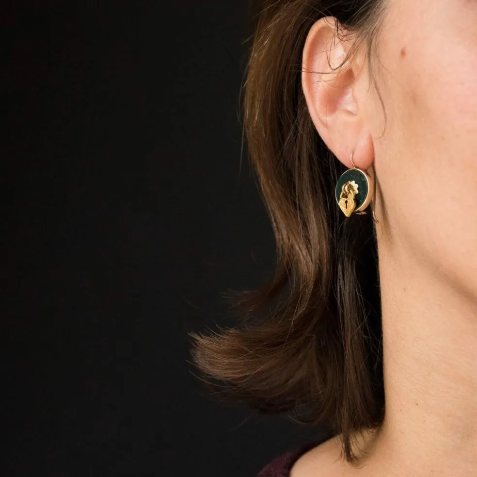 Boucles d'oreilles jaspes sanguins et cadenas