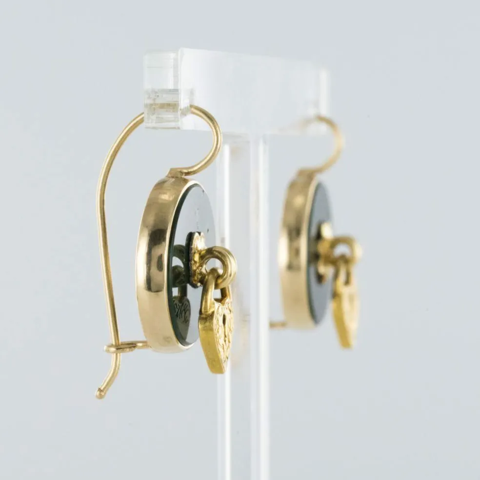 Boucles d'oreilles jaspes sanguins et cadenas