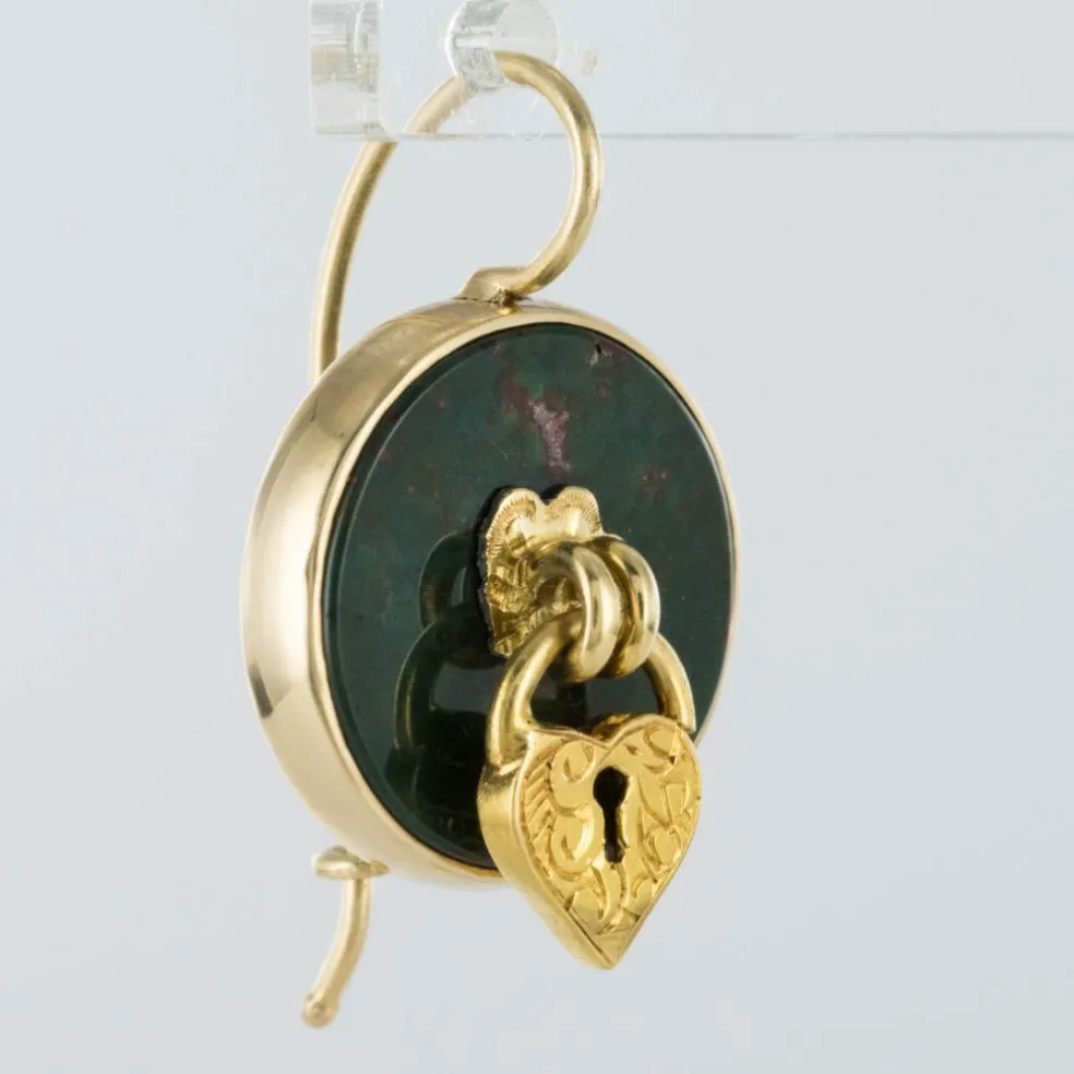 Boucles d'oreilles jaspes sanguins et cadenas