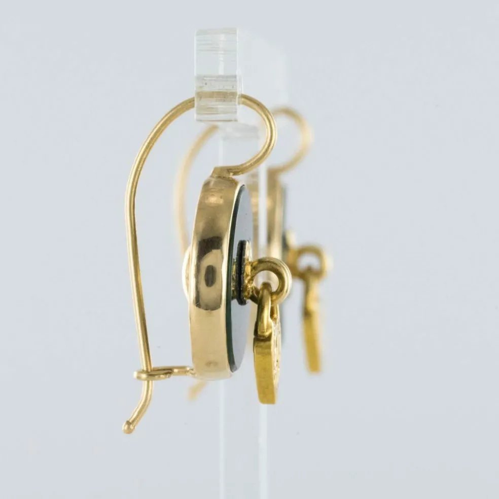 Boucles d'oreilles jaspes sanguins et cadenas