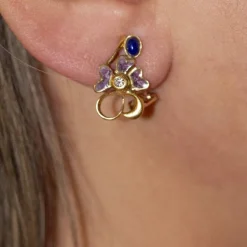 Boucles d'oreilles Lapis Lazuli, Émail et Diamants