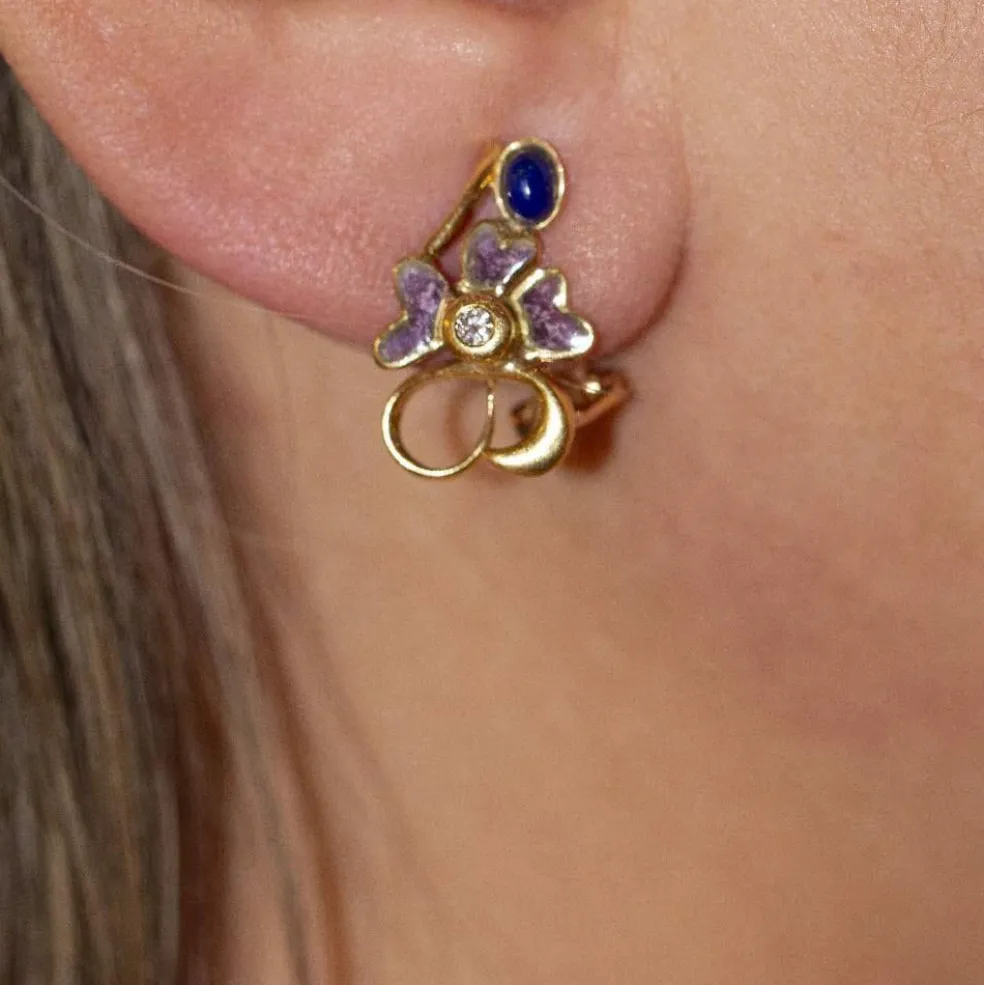 Boucles d'oreilles Lapis Lazuli, Émail et Diamants