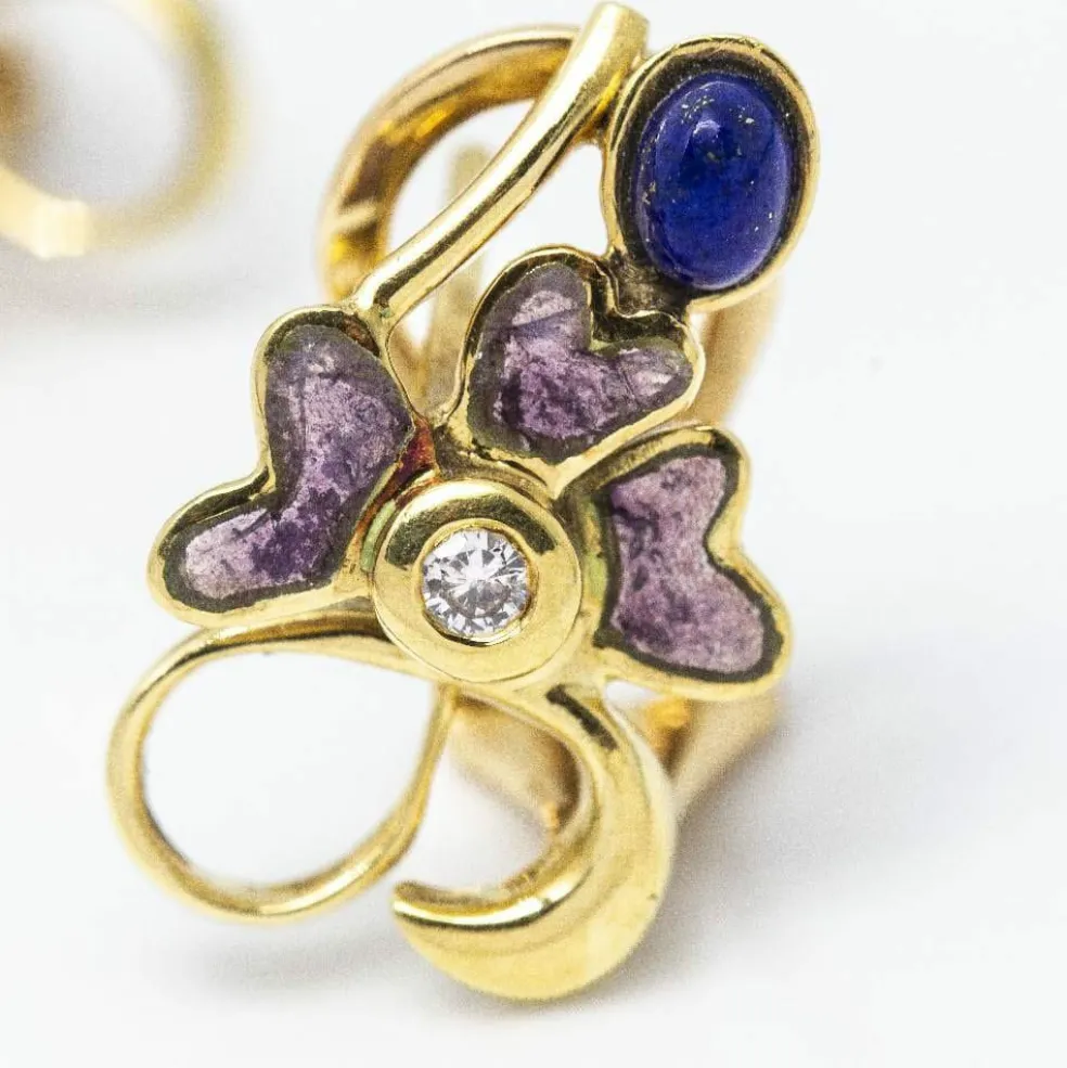 Boucles d'oreilles Lapis Lazuli, Émail et Diamants