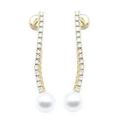 Boucles d'oreilles longues en perles et or jaune