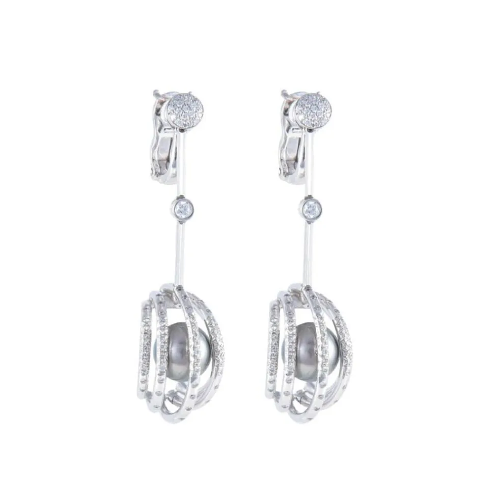 Boucles d'oreilles Lorenz Baümer en Or, Diamants et Perles de Tahiti