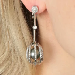 Boucles d'oreilles Lorenz Baümer en Or, Diamants et Perles de Tahiti