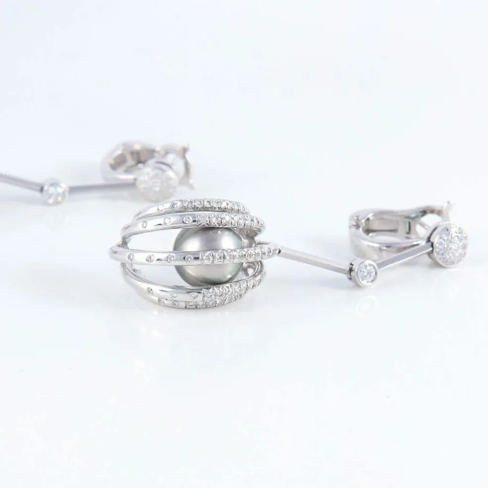 Boucles d'oreilles Lorenz Baümer en Or, Diamants et Perles de Tahiti