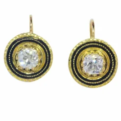 Boucles d'oreilles émaillées or, diamant