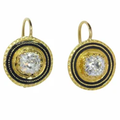 Boucles d'oreilles émaillées or, diamant