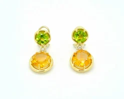 Boucles d'oreilles Mangiarotti avec quartz et diamants