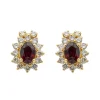 Boucles d'oreilles Marguerite Or jaune Grenat