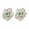 Boucles d'oreilles Marguerite Emeraudes Diamants