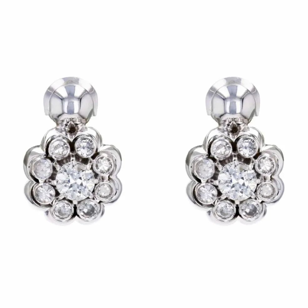 Boucles d'oreilles marguerite diamants clips