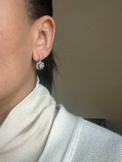 Boucles d'oreilles marguerite diamants taille ancienne
