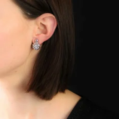 Boucles d'oreilles marguerite diamants clips