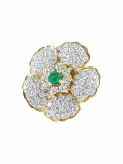 Boucles d'oreilles Marguerite Emeraudes Diamants