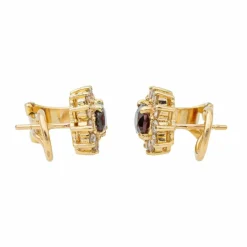 Boucles d'oreilles Marguerite Or jaune Grenat