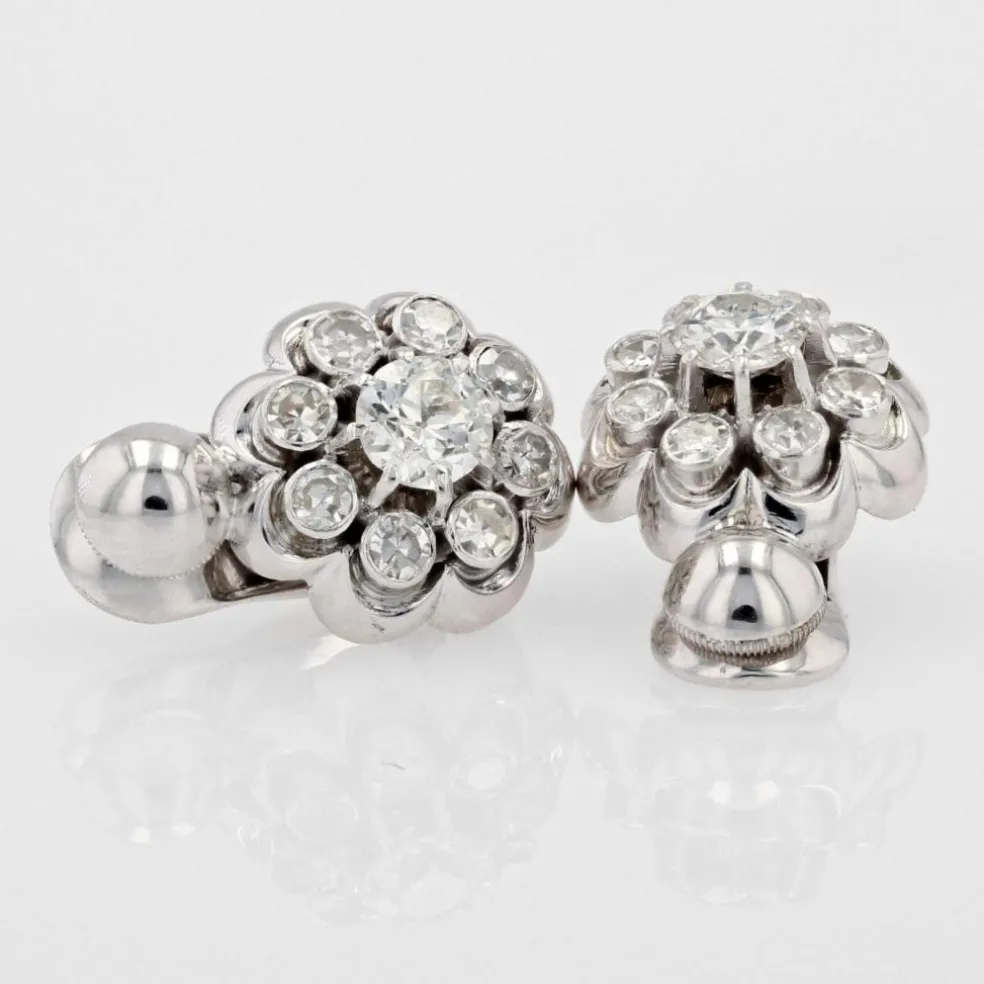 Boucles d'oreilles marguerite diamants clips