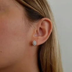 Boucles d'oreilles marquise diamants or blanc