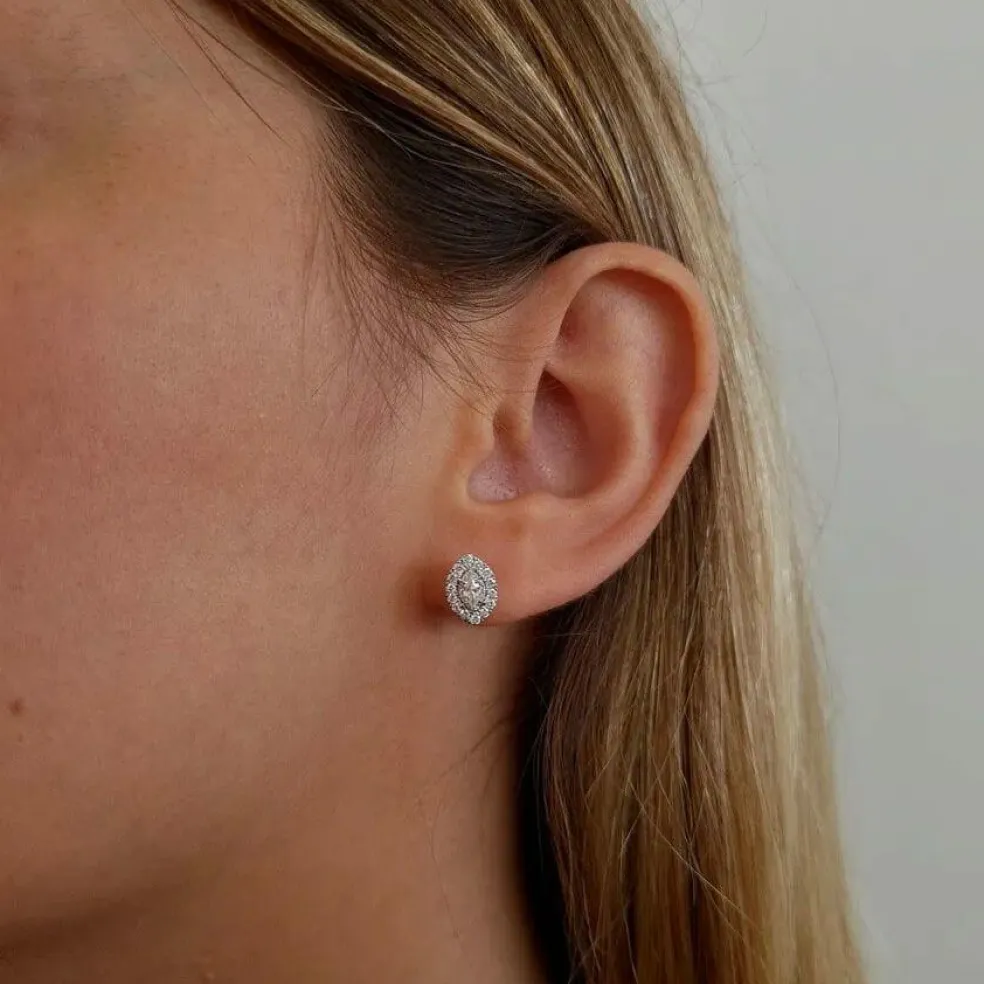 Boucles d'oreilles marquise diamants or blanc