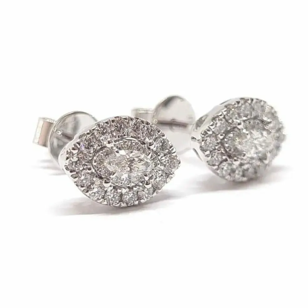 Boucles d'oreilles marquise diamants or blanc