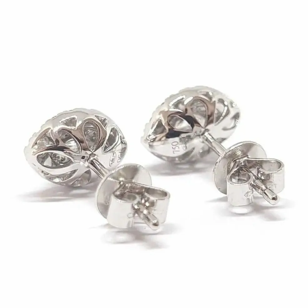 Boucles d'oreilles marquise diamants or blanc